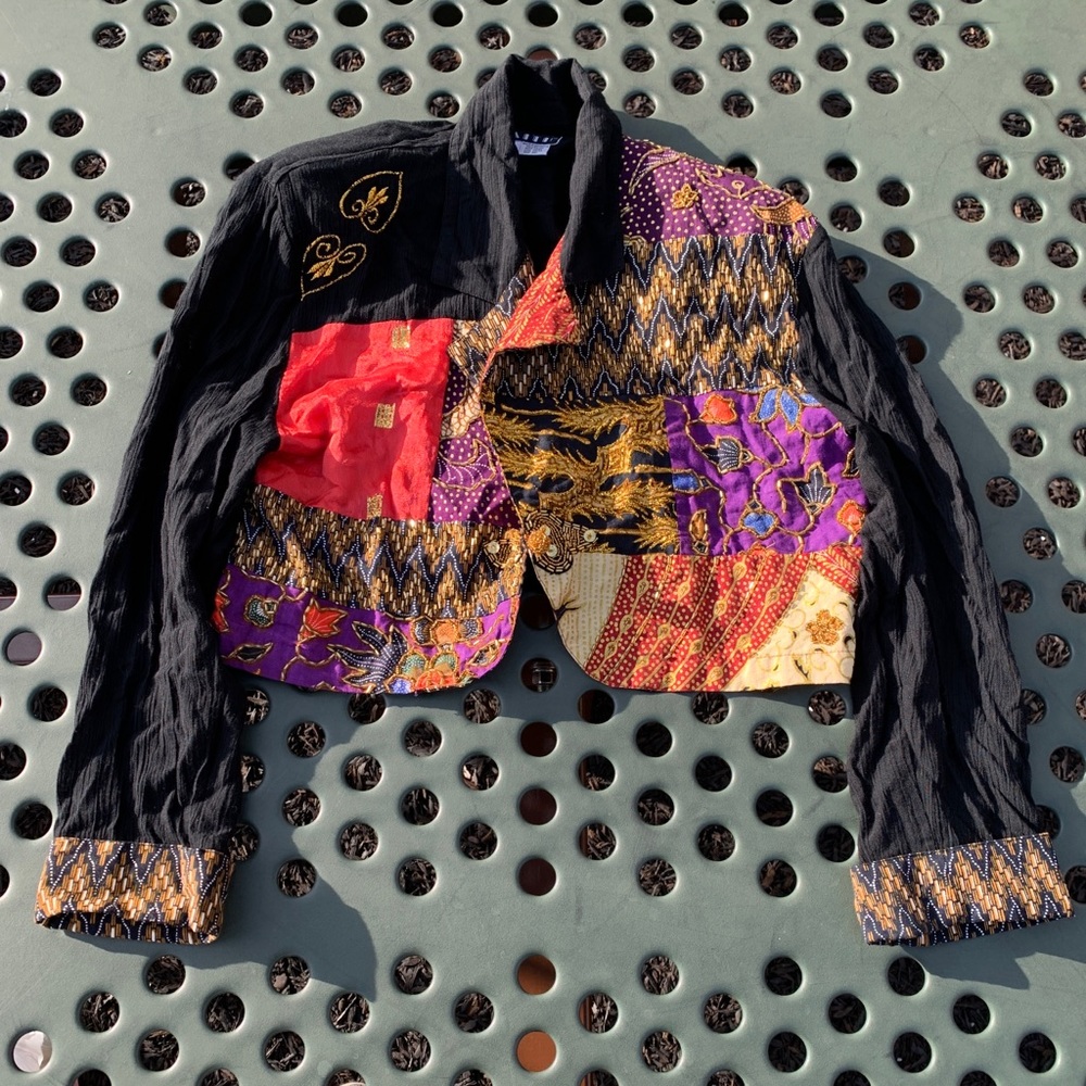 Multicolor Patchwork Embellished Jacket By Faith - image 1